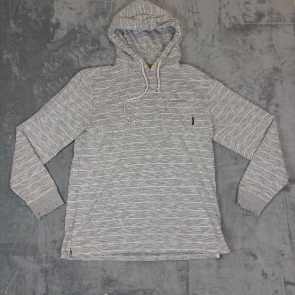 Billabong Hooded Shirt Mens Large Grey Striped Space Dye Long Sleeve Pullover